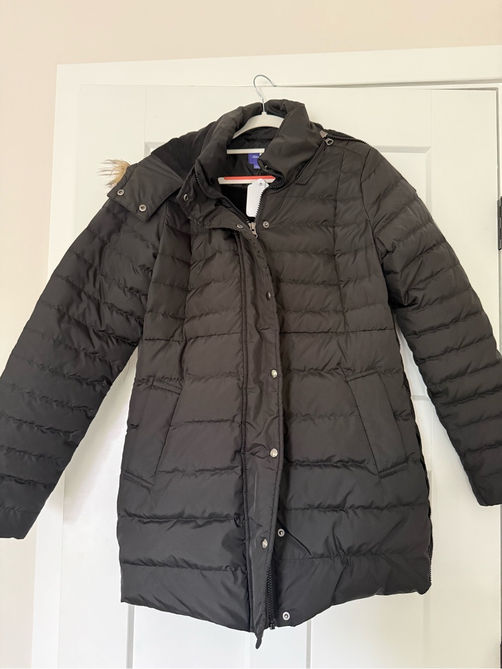 Seraphine Black Quilted Long Puffer Coat with Hood